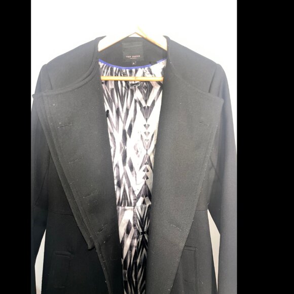 Ted Baker Black Double-Breasted Trench Coat – Size 4 - Picture 4 of 5